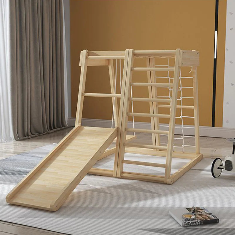 High Quality Solid Wood Indoor Kids Playground Equipment With Slide and Swing