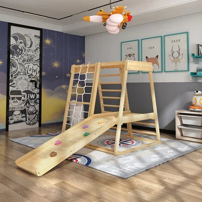 High Quality Solid Wood Indoor Kids Playground Equipment With Slide and Swing